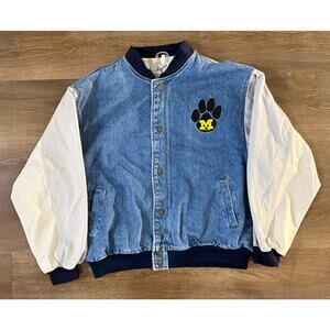 Vintage Mizzou Tigers Denim Embroidered Varsity Jacket Adult One Size USA Style